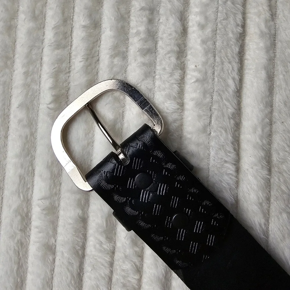 Task Force Mens Basketweave Top Grain Leather Belt 30/32 Black Western Workwear